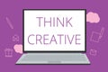 Text sign showing Think Creative. Conceptual photo The ability to perceive patterns that are not obvious Royalty Free Stock Photo