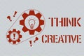 Text sign showing Think Creative. Conceptual photo The ability to perceive patterns that are not obvious Royalty Free Stock Photo
