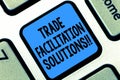 Text sign showing Trade Facilitation Solutions. Conceptual photo harmonisation of international trade procedures