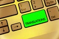 Text sign showing Translations. Conceptual photo Written or printed process of translating words text voice Keyboard key laptop cr