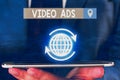 Text sign showing Video Ads. Conceptual photo Engage audience in the form of video content advertising.