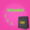 Text sign showing Vitamin D. Conceptual photo Benefits of sunbeam exposure and certain fat soluble nutriments Color Gift