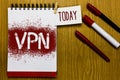 Text sign showing Vpn. Conceptual photo Secured virtual private network across confidential domain protected Reminder appointment