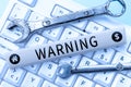 Handwriting text Warning. Business overview statement or event that indicates a possible or impending danger
