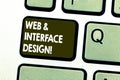 Text sign showing Web And Interface Design. Conceptual photo Website designers online sites developing Keyboard key Royalty Free Stock Photo
