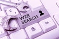 Text sign showing Web Search. Word for software system designed to search for information on the web Abstract Programmer Royalty Free Stock Photo