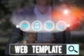 Text sign showing Web Template. Conceptual photo predesigned or plug in webpage or set of HTML webpages.