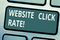 Text sign showing Website Click Rate. Conceptual photo ratio users who click specific link to number total users Royalty Free Stock Photo