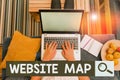 Text sign showing Website Map. Conceptual photo designed to help both users and search engines navigate the site woman