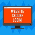 Text sign showing Website Secure Login. Conceptual photo Uses SSL to encrypt the user name and password Blank Computer Royalty Free Stock Photo