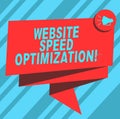 Text sign showing Website Speed Optimization. Conceptual photo Improve website speed to drive business goals Folded 3D