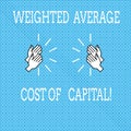 Text sign showing Weighted Average Cost Of Capital. Conceptual photo Wacc financial business indicators Drawing of Hu