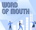 Text sign showing Word Of Mouth. Business idea Word Of Mouth Illustration Of Partners Building New Wonderful Ideas For