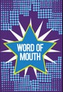 Text sign showing Word Of Mouth. Conceptual photo Oral spreading of information Storytelling Viva Voice