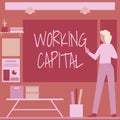 Text sign showing Working Capital. Business idea money available to a company for daytoday operations Businesswoman