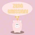 Text sign showing Zero Emission. Conceptual photo Engine Motor Energy Source that emits no waste products. Royalty Free Stock Photo