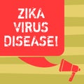 Text sign showing Zika Virus Disease. Conceptual photo transmitted primarily Aedes mosquitoes which bite Color Silhouette of Blank