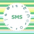 Text Sms. Web design concept . Infographics icon set. Icons of maths, graphs, mail and so on Royalty Free Stock Photo