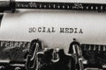 Text Social media on retro typewriter