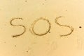 Text SOS on wet sand Royalty Free Stock Photo