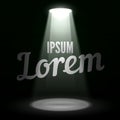 Text in spotlight shine effects on a dark background Royalty Free Stock Photo