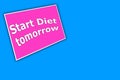 Text Start Diet. The word Diet. Diet on a pink background. Slimming and burning.