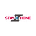 Text stay home protected hand symbol decor vector Royalty Free Stock Photo