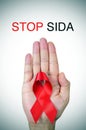 Text stop SIDA, stop AIDS in spanish, french or portuguese, and Royalty Free Stock Photo