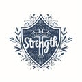 text of Strength in a bold, geometric font with the letters forming a stylized shield Royalty Free Stock Photo