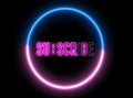 Text of `SUBSCRIBE` inside neon colorful circle. Social media animation