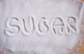 Text sugar on sugar background