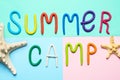 Text SUMMER CAMP made of modelling clay and starfishes Royalty Free Stock Photo