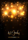 Independence Day Background with Golden Fireworks
