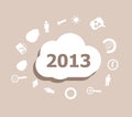 Text 2013. Time concept . Icons set for cloud computing for web and app Royalty Free Stock Photo