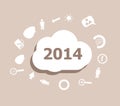 Text 2014. Time concept . Icons set for cloud computing for web and app Royalty Free Stock Photo