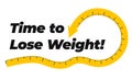 Text Time to Lose Weight and swirling measuring tape with arrow