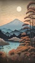 Dreamy Mountains In The Style Of Kawase Hasui