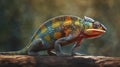 Realistic Photography Of Vibrant Rainbow Chameleons