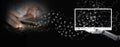 Text to video concept, text-to-video by generative AI. Key in command prompt from a computer notebook. Royalty Free Stock Photo