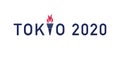Text Tokyo 2020 with Olympic flame torch silhouette, design template for banner. Concept of Summer Olympic Games in Royalty Free Stock Photo