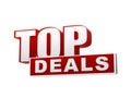 Top deals red white banner - letters and block Royalty Free Stock Photo