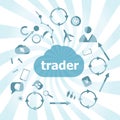 Text Trader. Business concept . Set of web icons for business, finance and communication