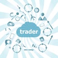 Text Trader. Business concept . Set of web icons for business, finance and communication Royalty Free Stock Photo