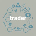 Text Trader. Business concept . Universal and standard icons for web and app