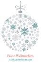 Christmas bauble vector with snowflakes, silver hanger and German Christmas greetings on white background. Royalty Free Stock Photo