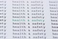 Text/typed phrase Health & Safety