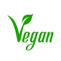 Text vegan with symbol- The V-label- V with a leaf originated with the European Vegetarian Union