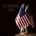 Text veterans day and american flags