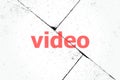 Text Video. Technology concept . Closeup of rough textured grunge background