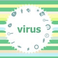 Text Virus. Security concept . Infographics icon set. Icons of maths, graphs, mail and so on. Virus Royalty Free Stock Photo